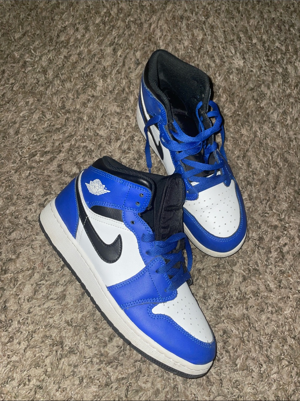 Jordan Kids Blue White and Black High-Top Sneakers